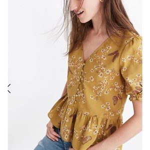 Madewell Butterfly Sanctuary Peplum Top